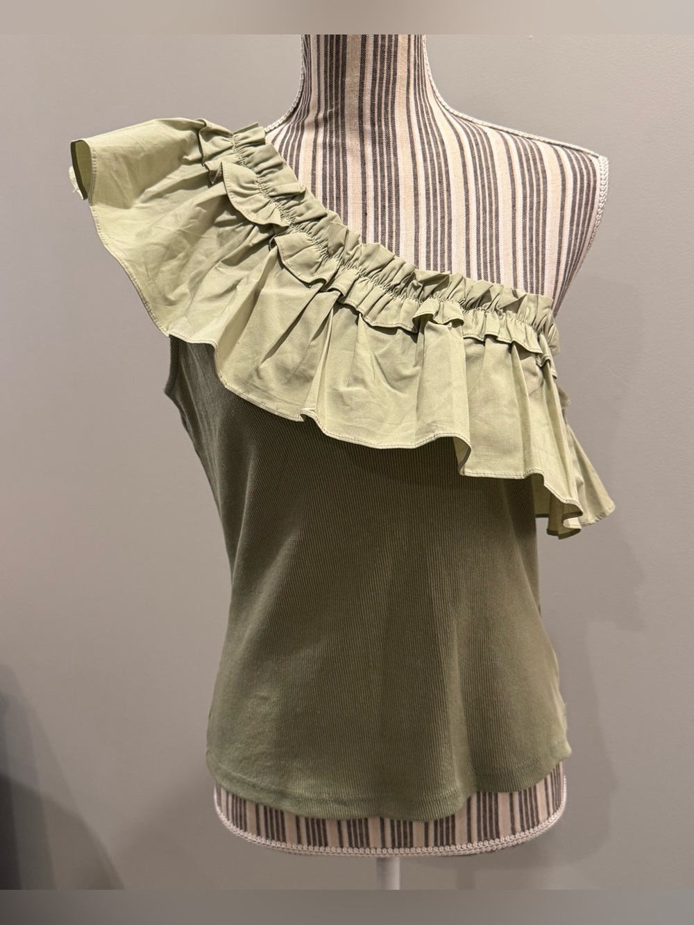P. Cill Calista One-Shoulder Ruffle Tank Top